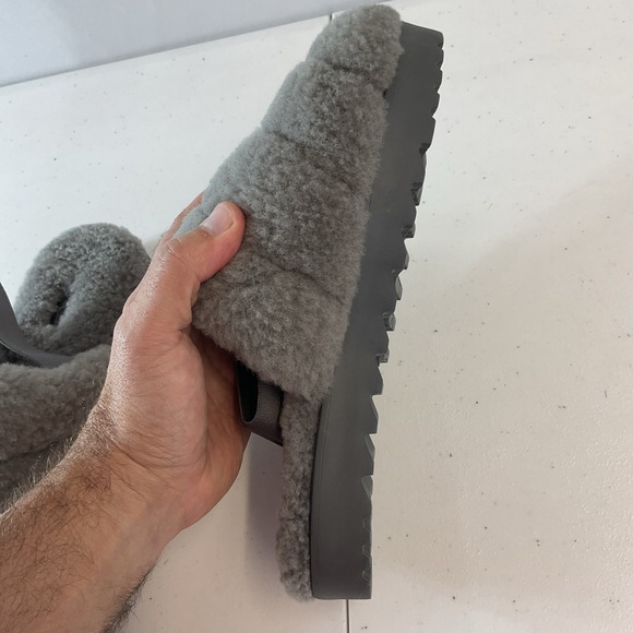 UGG 1121751 Super Fluff Grey‎ Shearling Slingback Slippers Shoes Womens Size 9 - Picture 7 of 10